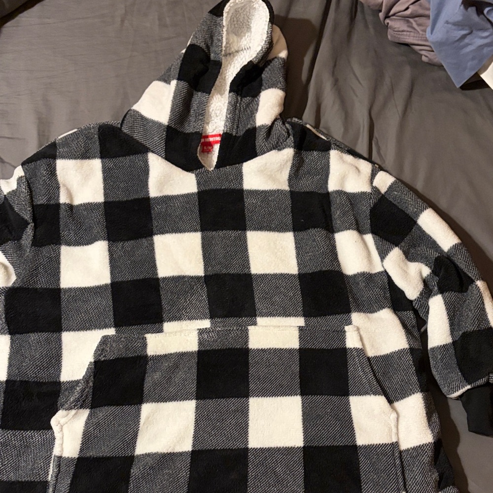 Urban Heritage Black and White Sherpa Plaid Hoodie